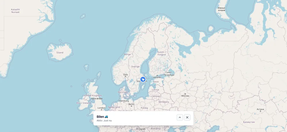 Grafton One live-karta med spårsändarens position