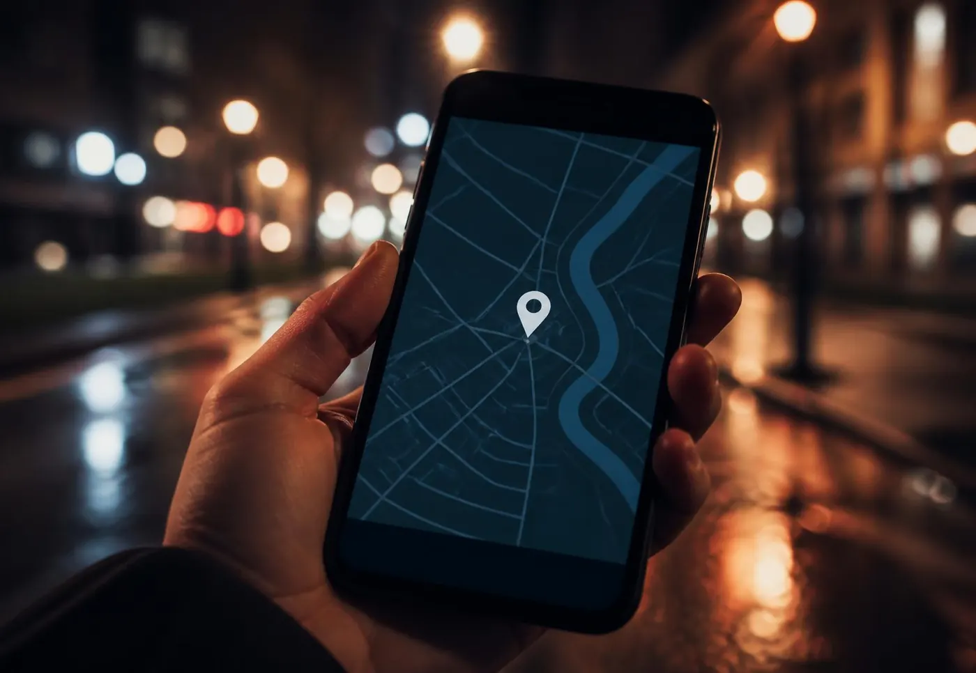 Mobiltelefon med karta över Grafton-spårning